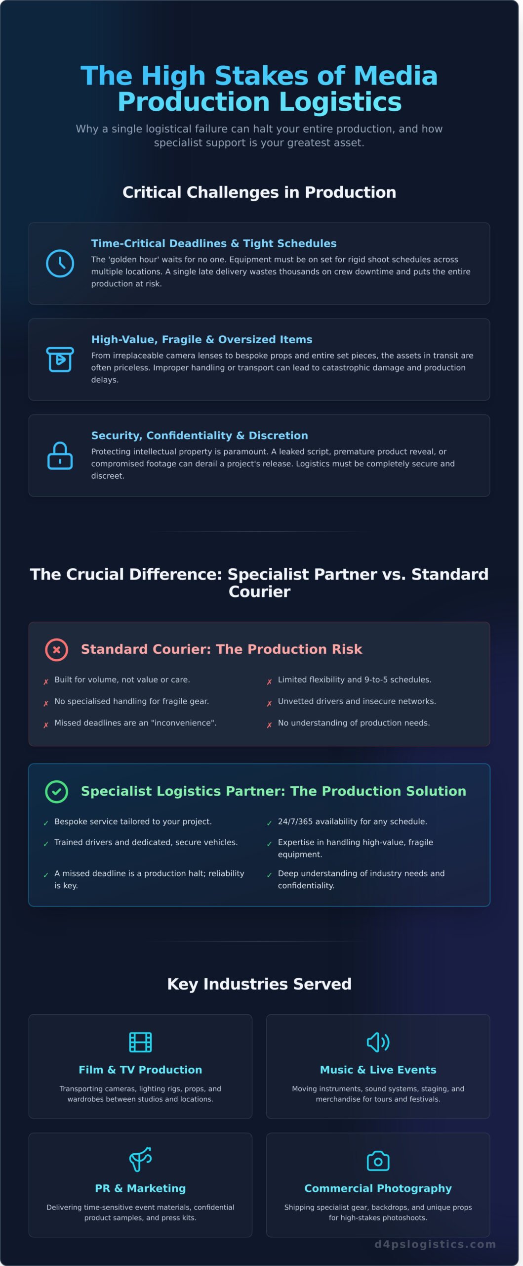 Media Production Logistics: The Complete Guide for Film, TV & Events - Infographic